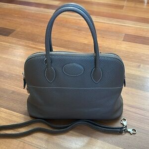 H E R M E S gray leather bag